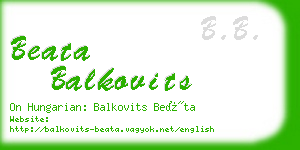 beata balkovits business card